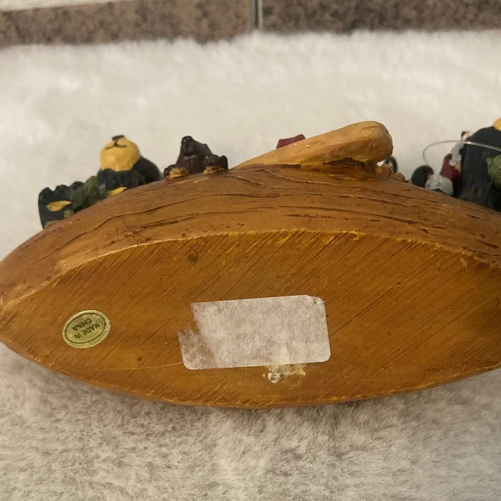Santa and Bears Canoe Figurine